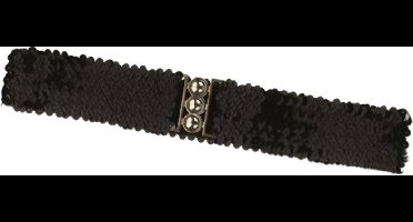 Rubies Riem met Pailletten - Zwarte dames riem voor carnaval of themafeest