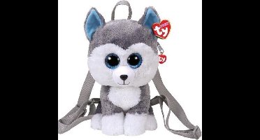 Pluche Ty Beanie grijze husky hond rugzak Slush voor kinderen - Honden huisdieren knuffel tassen - Schooltas/gymtas - Rugzakken/rugtassen voor jongens/meisjes