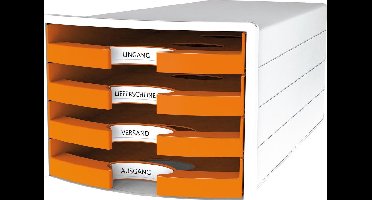 HAN ladekast - IMPULS - 4 lades - wit/oranje - HA-1013-51