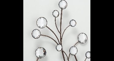 Wand - decoratie - Boom - Bruin - Muurdecoratie - 109x52cm - Metaal - steentjes