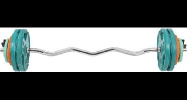 Gorilla Sports EZ-curlset 35 kg Halters met Gewichten - Gripper Gietijzer - Rubber Coating - Veersluiting - 30 mm