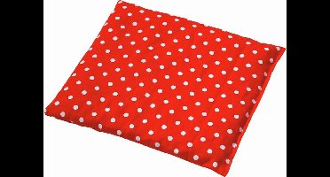 Kersenpitkussen Classico, 24 x 25 cm. Rood met Witte Bollen