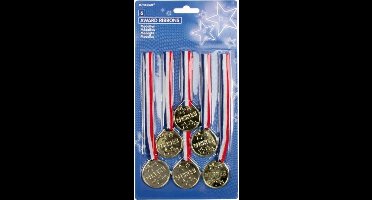Amscan Medaille Goud 3,8 Cm 6 Stuks