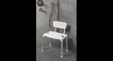 Aluminium douchestoel met kunststof zitting : met rugleuning, zonder armleuning