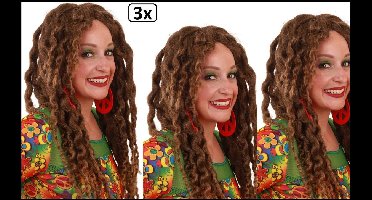 3x Pruik Marley dreadlocks - carnaval dreads festival reggae thema feest optocht lang haar