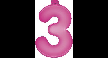 Opblaasbaar Cijfer 3 roze