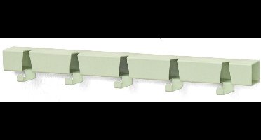 Mint Groen metalen wandkapstok vijf haken 50 cm. Industrieel uit buis 3D gelaserd VIJ5 & Maarten Baptsit