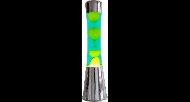 Fisura Lavalamp - Zilver - Met Groene Vloeistof En Gele Lava