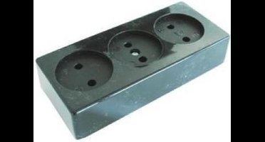 VB Stekkerdoos monteerbaar Zwart 3-voudig zonder randaarde en snoer