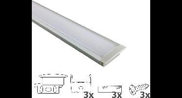 1M led strip profiel inbouw - 10mm hoog - Led profiel - Wit