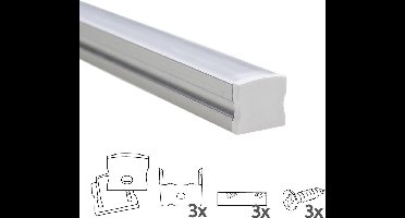 1M led strip profiel opbouw - 20mm hoog - Led profiel opbouw - Wit
