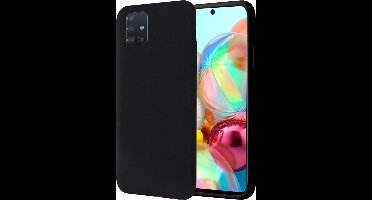 Hoesje geschikt voor Samsung Galaxy A71 - Matte Back Cover Microvezel Siliconen Case Hoes Zwart