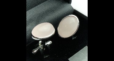 Manchetknopen - Echt 925 Zilver Rozenkwarts