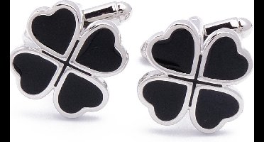 Manchetknopen - Klavertje 4 Zwart