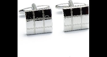 Manchetknopen - Zilver Vierkant met 9 vakken