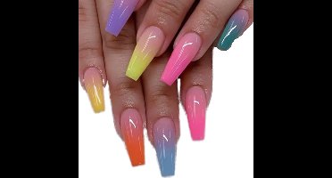 Nep nagels - Plak nagels - 24 stuks - Coffin shape - Regenboog kleuren - Kunstnagels - Press on nails - Coffin shape nails - Lange nagels
