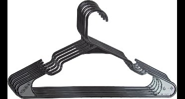 Plasticforte Kledinghangers - 15x stuks - zwart- kunststof - 42 x 23 cm - kledingkast/kleerhangers