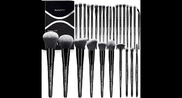 Make-upkwastenset, professionele 28-delige set, make-up kwasten, premium foundation gezicht, ogen, lippen, oogschaduw, kwast, cosmeticakwast, set met zwarte geschenkdoos