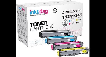 Inktdag toner cartridge voor Brother TN-241/TN241 BK, TN-245 C, TN245 M, TN245 Y Multipack (4 stuks) geschikt voor printers Brother DCP-9015 CDW , DCP-9020 CDW Brother HL-3140 CW , HL-3150 CDW , HL-3170 CDW Brother MFC-9140 CDN, 9330 CDW, 9340 CDW
