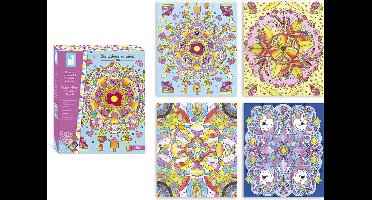 Janod Les Ateliers Du Calme - Regenboog Mandala's Schilderen - Knutselset - Bevat 4 Afbeeldingen Om In Te Kleuren - Geschikt Vanaf 7 Jaar