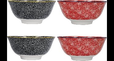 KitchenCraft 4-delige keramieken graan-/dessertkom, magnetronbestendig 15 x 7 cm