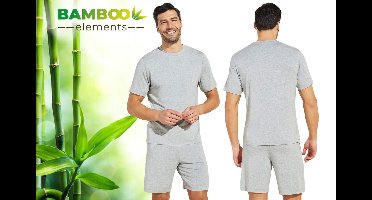 Bamboo Elements – Pyjama Heren – Shortama Heren – Pyjama Heren Volwassenen – Shortama’s – Pyjama Set – Grijs M