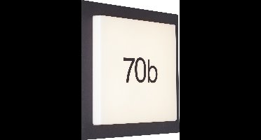 Brilliant Sten - Buiten wandlamp - Inclusief huisnummer (1-9, a-f) - LED 14W - 30 x 30 cm - 1600lm - 3000K - IP44 - Zwart/Wit