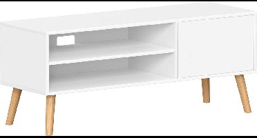Hoppa! TV-kast lowboard tv-kast voor tv's tot 55 inch 120 cm lang tv-standaard voor woonkamer industrieel design wit LTV120T46