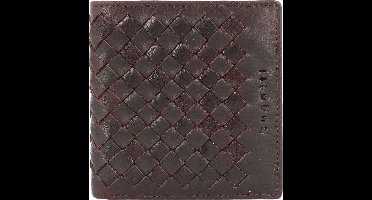 bugatti Leren Portemonnee Woven Small Upright Wallet Darkbrown Bruine