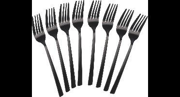 Excellent Houseware Taart/gebak vorkjes - 16x stuks - zwart - RVS - 15 cm - verjaardag/feest vorkjes