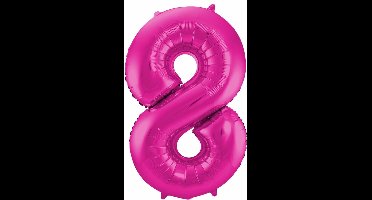 Folat Verjaardag Leeftijd folieballon - 8 jaar - roze - 86 cm - cijferballon groot