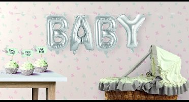 Opblaasletters - BABY geboorte - ballonnen - zilver - 36 cm - kraamfeest - babyshower - versiering