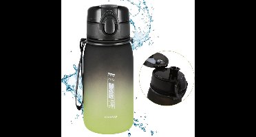Zwarte bidon met groen verloop en drinktuit, plastic, 400 ml