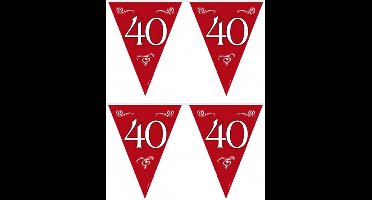 Folat Vlaggenlijnen 40 jaar - 2x stuks - rood - 10 meter - plastic - 40e jubileum slingers - versiering