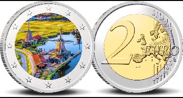 2 Euro munt kleur Zaanse Schans 1