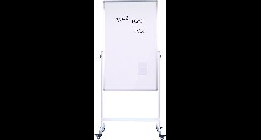IVOL Whiteboard 80x120 cm - Verrijdbaar - Dubbelzijdig - In hoogte verstelbaar - Wit frame