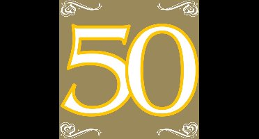 40x 50 jaar leeftijd themafeest servetten goud 33 x 33 cm papier - Vijftigste/50e verjaardag papieren wegwerp tafeldecoraties