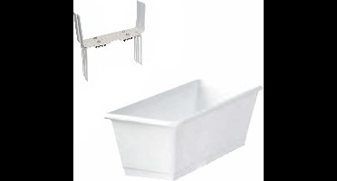 Kunststof plantenbak wit rechthoekig 40 cm met 2 verstelbare balkon/muurbeugels