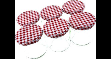 Confituurpot Jampot Inmaakpot met geruite schroefdeksel van 425 ml - 6 stuks