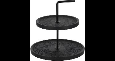 XEMM Etagere - Mango hout - 2 laags - ∅26 x 28 cm - Zwart