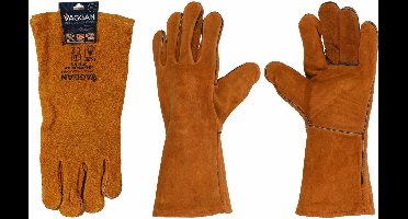 Vaggan BBQ handschoenen - leder - camel bruin - hittebestendig tot 250 graden