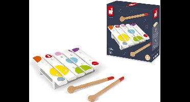 Janod Confetti - Mini Xylofoon - Houten Xylofoon Met 5 Noten En 2 Stokjes - Voor Kleine Muzikanten! - Geschikt Vanaf 1 Jaar