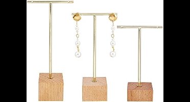 Gouden Metalen T Bar Oorbel Display Stand - Set van 3 Stuks