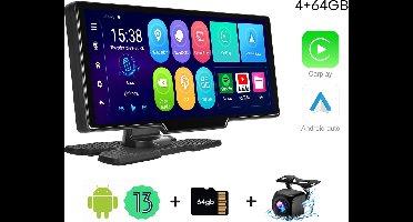 Boscer Smart HD Navigatiesysteem PRO - 10.26 Inch Touchscreen - Android 13 4+64GB - Apple Carplay & Android Auto (Draadloos) - Google PlayStore - FM Transmitter - Touchscreen - Bluetooth, SD, USB, Aux, GPS & WiFi - Autoradio - AHD Achteruitrijcamera