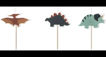 PartyDeco - Dino kaarsen set - 3 stuks - 3 cm
