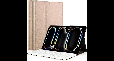 Hoes met toetsenbord geschikt voor iPad Pro 11 inch 2024 - Keyboard Book Case Cover Hoesje Goud