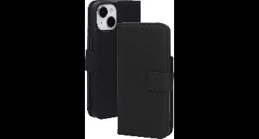 Mobiparts MagSafe Portemonnee/Boekhoesje geschikt voor Apple iPhone 15/14/13 - Echt Leer - Magnetische Sluiting - Ruimte voor drie pasjes - Microvezel voering - Zwart