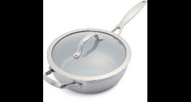 GreenPan Venice Pro Evershine Chef's Pan Ø24cm - 3.4L - PFAS-vrij – Inductie – Ovenbestendig tot 200°C – Vaatwasserbestendig – Tri-ply – RVS grepen - Zilver