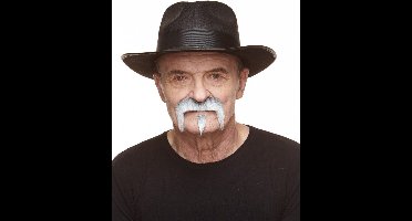 Partychimp Plaksnor en Baard Opa Nep Snor en Baard Zelfklevend voor Carnaval Verkleedaccessoire - Grijs/Wit - Imitatiebont