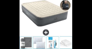 Intex Luchtbed - 2-Persoons - 152 x 203 x 46 cm - Grijs - Inclusief pomp - Hoeslaken - Kussen - Kussenbeschermer en Reparatieset